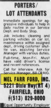 Mel Farr Ford (Northland Ford) - Dec 1999 Ad For Ohio Dealership
